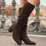 Brooke Brown Ruched High Leg Boots