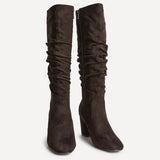 Brooke Brown Ruched High Leg Boots