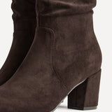 Brooke Brown Ruched High Leg Boots