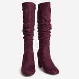 Brooke Burgundy Ruched High Leg Boots
