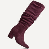 Brooke Burgundy Ruched High Leg Boots