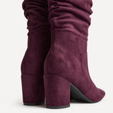 Brooke Burgundy Ruched High Leg Boots