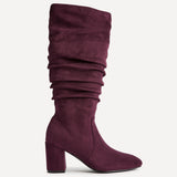 Brooke Burgundy Ruched High Leg Boots