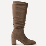 Brooke Mocha Ruched High Leg Boots