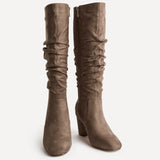 Brooke Mocha Ruched High Leg Boots