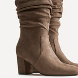 Brooke Mocha Ruched High Leg Boots