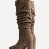 Brooke Mocha Ruched High Leg Boots