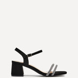 Bunty Black Diamante Heeled Sandals