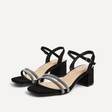 Bunty Black Diamante Heeled Sandals