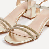 Bunty Gold Diamante Heeled Sandals