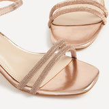 Bunty Rose Gold Diamante Heeled Sandals