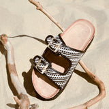 Cici Black Double Buckle Flatform Sandals