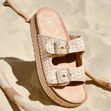 Cici Beige Flatform Slider Sandals