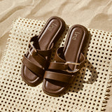 Cassandra Brown Double Strap Sandals