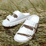 Sirocco White Platform Slider Sandals