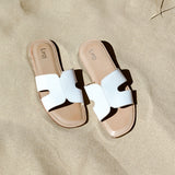 Petra White Link Flat Sandals