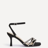 Bling Black Strappy Diamante Heels