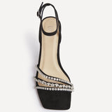 Bling Black Strappy Diamante Heels