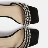 Bling Black Strappy Diamante Heels
