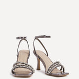 Bling Pewter Strappy Diamante Heels