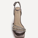 Bling Pewter Strappy Diamante Heels