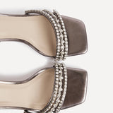 Bling Pewter Strappy Diamante Heels