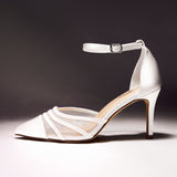 Tianey Wide Fit Bridal Ivory Mesh Court Heels