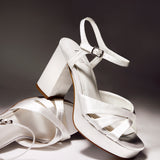 Keliah Bridal Ivory Satin Platform Heels