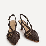 Cadence Brown Handwoven Court Heels