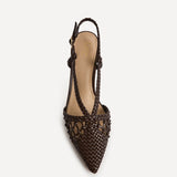 Cadence Brown Handwoven Court Heels