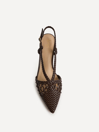 Cadence Brown Handwoven Court Heels