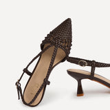 Cadence Brown Handwoven Court Heels