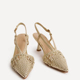 Cadence Gold Handwoven Court Heels