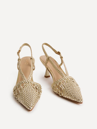 Cadence Gold Handwoven Court Heels