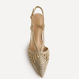 Cadence Gold Handwoven Court Heels
