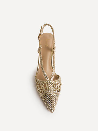 Cadence Gold Handwoven Court Heels