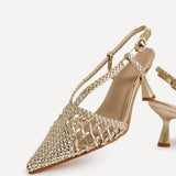 Cadence Gold Handwoven Court Heels