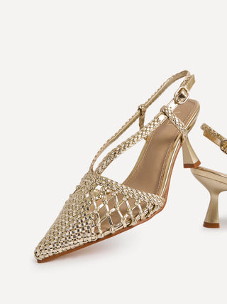 Cadence Gold Handwoven Court Heels
