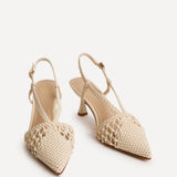 Cadence Nude Handwoven Court Heels
