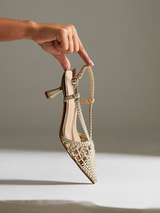 Cadence Gold Handwoven Court Heels