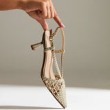 Cadence Gold Handwoven Court Heels