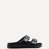 Candice Black Slip On Slider Sandals