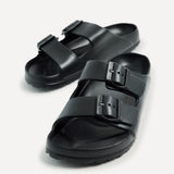 Candice Black Slip On Slider Sandals