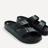 Candice Black Slip On Slider Sandals