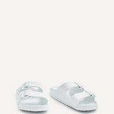 Candice White Slip On Slider Sandals