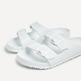 Candice White Slip On Slider Sandals