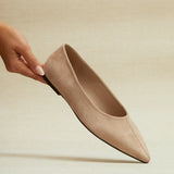 Candid Wide Fit Beige Pointed Toe Ballet Flats