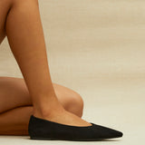 Candid Wide Fit Black Pointed Toe Ballet Flats