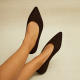 Candid Wide Fit Brown Pointed Toe Ballet Flats