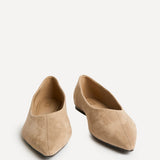 Candid Wide Fit Beige Pointed Toe Ballet Flats
